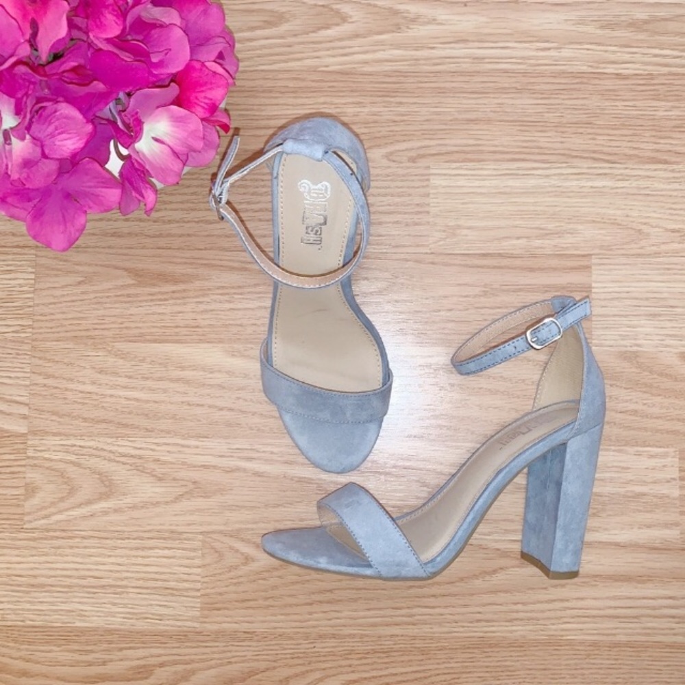 Light blue suede heels